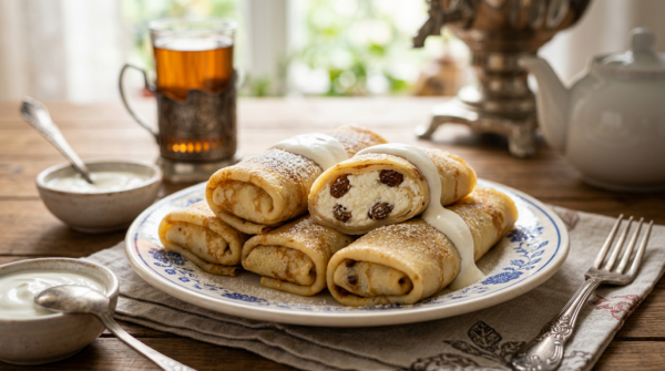 Блинчики с творогом и изюмом