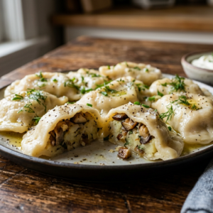 Вареники с картошкой, грибами и луком