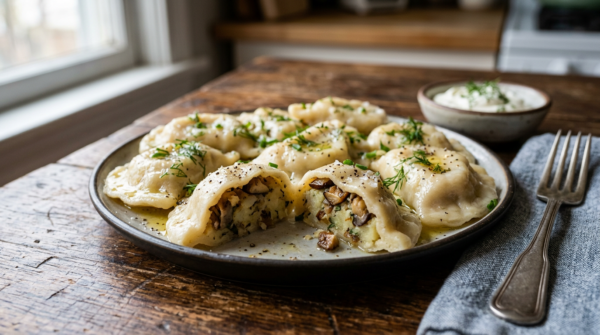 Вареники с картошкой, грибами и луком