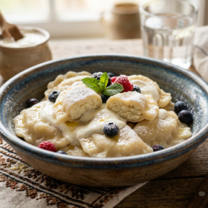 Вареники с творогом и изюмом